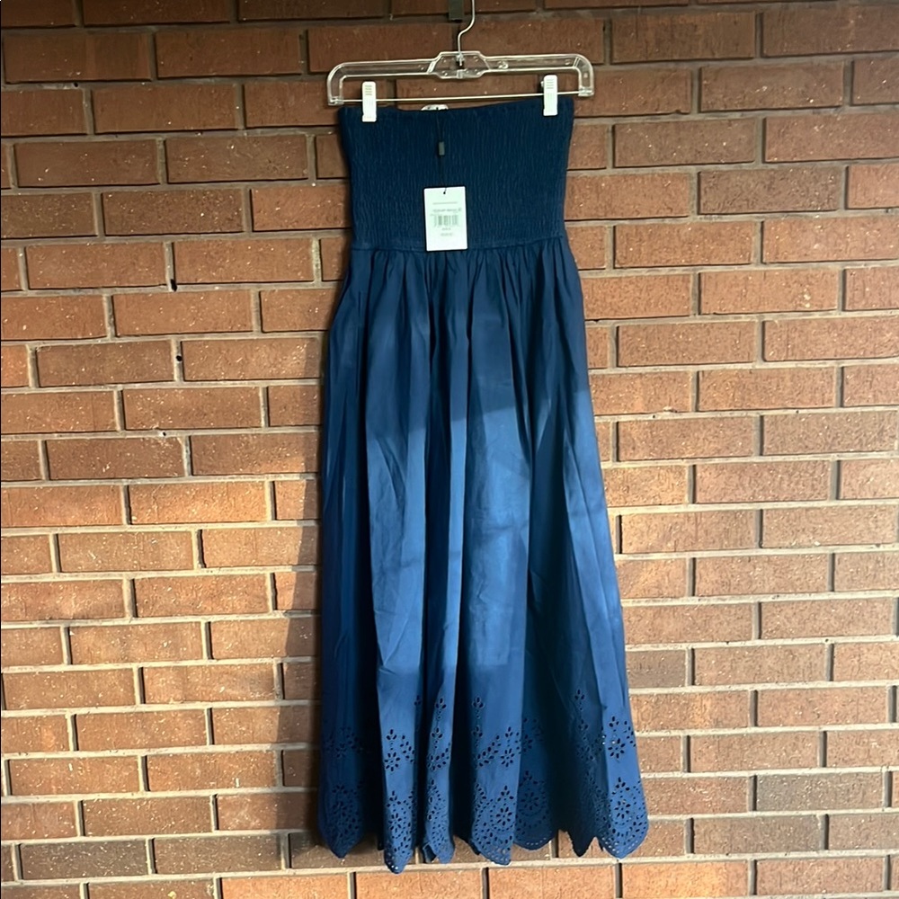 SOLID & STRIPED Eyelet Zaria Skirt in French Navy